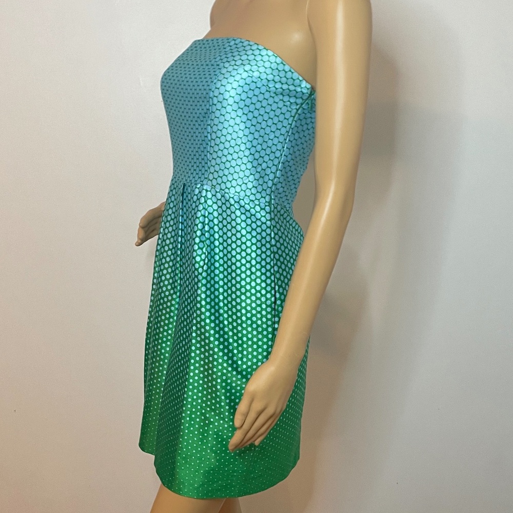 Polka dot turquoise green ombré strapless dress! - Picture 5 of 11